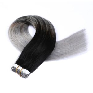 Tape Hair/OMBRE - Metallic gesture (off black to silver)